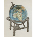 3" Gemstone Globe w/ Bahama Blue Opalite Ocean & Nautical 3-Leg Stand